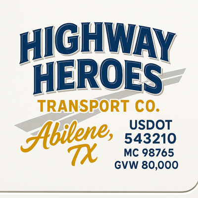 Trucking, Logistics, Transport Inspired Truck Door Lettering Decal Sticker Signs For Style & Compliance With USDOT, MC, GVW Or Any Regulation Number Lines (Set of 2)