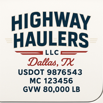 Trucking, Logistics, Transport Inspired Truck Door Lettering Decal Sticker Signs For Style & Compliance With USDOT, MC, GVW Or Any Regulation Number Lines (Set of 2)