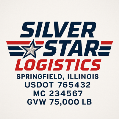 Trucking, Logistics, Transport Inspired Truck Door Lettering Decal Sticker Signs For Style & Compliance With USDOT, MC, GVW Or Any Regulation Number Lines (Set of 2)