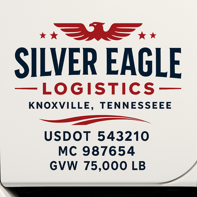 Trucking, Logistics, Transport Inspired Truck Door Lettering Decal Sticker Signs For Style & Compliance With USDOT, MC, GVW Or Any Regulation Number Lines (Set of 2)
