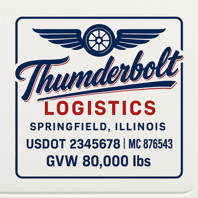 Trucking, Logistics, Transport Inspired Truck Door Lettering Decal Sticker Signs For Style & Compliance With USDOT, MC, GVW Or Any Regulation Number Lines (Set of 2)