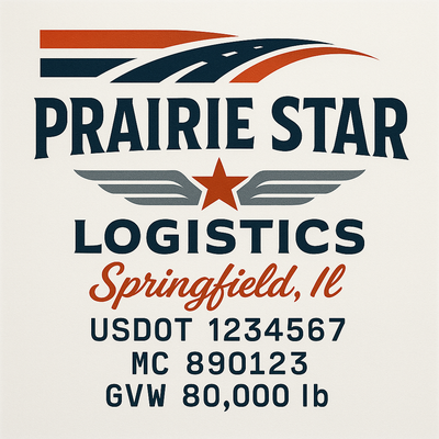 Trucking, Logistics, Transport Inspired Truck Door Lettering Decal Sticker Signs For Style & Compliance With USDOT, MC, GVW Or Any Regulation Number Lines (Set of 2)