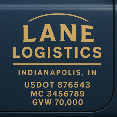Trucking, Logistics, Transport Inspired Truck Door Lettering Decal Sticker Signs For Style & Compliance With USDOT, MC, GVW Or Any Regulation Number Lines (Set of 2)