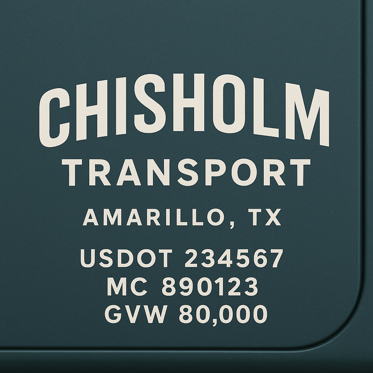 Trucking, Logistics, Transport Inspired Truck Door Lettering Decal Sticker Signs For Style & Compliance With USDOT, MC, GVW Or Any Regulation Number Lines (Set of 2)