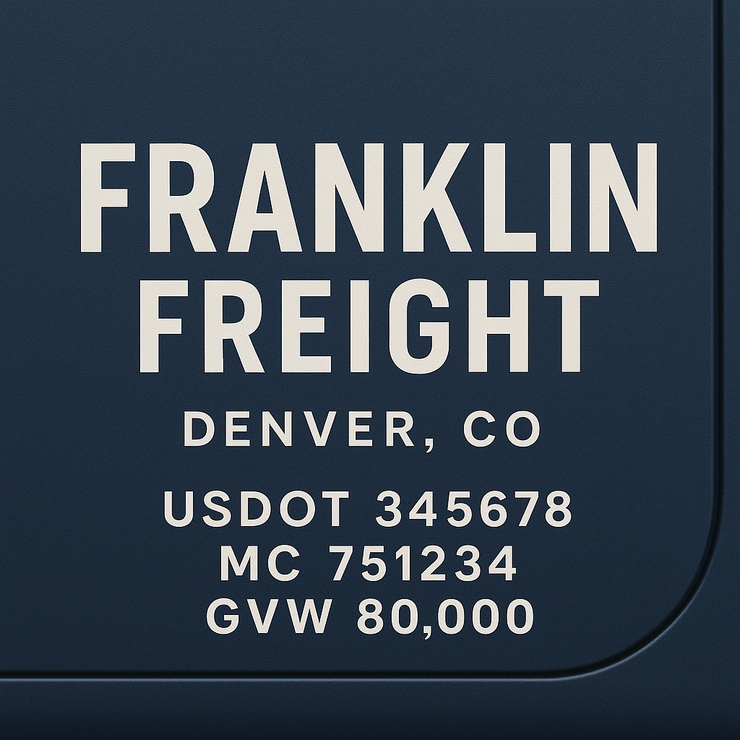 Trucking, Logistics, Transport Inspired Truck Door Lettering Decal Sticker Signs For Style & Compliance With USDOT, MC, GVW Or Any Regulation Number Lines (Set of 2)