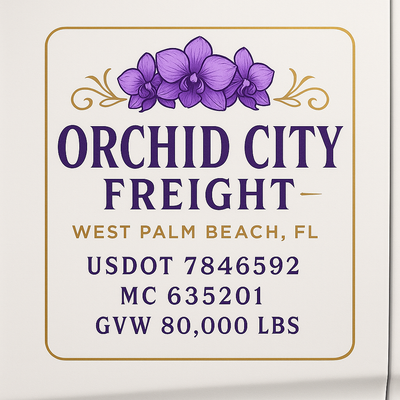 Trucking, Logistics, Transport Inspired Truck Door Lettering Decal Sticker Signs For Style & Compliance With USDOT, MC, GVW Or Any Regulation Number Lines (Set of 2)