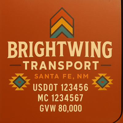 Trucking, Logistics, Transport Inspired Truck Door Lettering Decal Sticker Signs For Style & Compliance With USDOT, MC, GVW Or Any Regulation Number Lines (Set of 2)