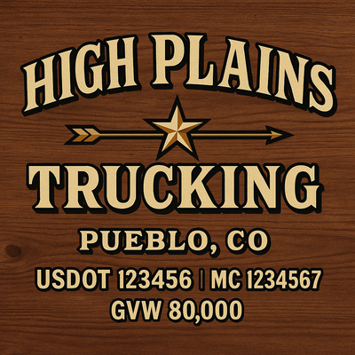 Trucking, Logistics, Transport Inspired Truck Door Lettering Decal Sticker Signs For Style & Compliance With USDOT, MC, GVW Or Any Regulation Number Lines (Set of 2)