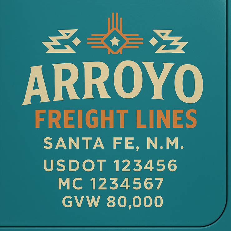 Trucking, Logistics, Transport Inspired Truck Door Lettering Decal Sticker Signs For Style & Compliance With USDOT, MC, GVW Or Any Regulation Number Lines (Set of 2)