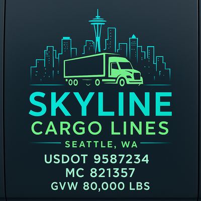 Trucking, Logistics, Transport Inspired Truck Door Lettering Decal Sticker Signs For Style & Compliance With USDOT, MC, GVW Or Any Regulation Number Lines (Set of 2)