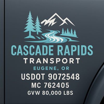 Trucking, Logistics, Transport Inspired Truck Door Lettering Decal Sticker Signs For Style & Compliance With USDOT, MC, GVW Or Any Regulation Number Lines (Set of 2)