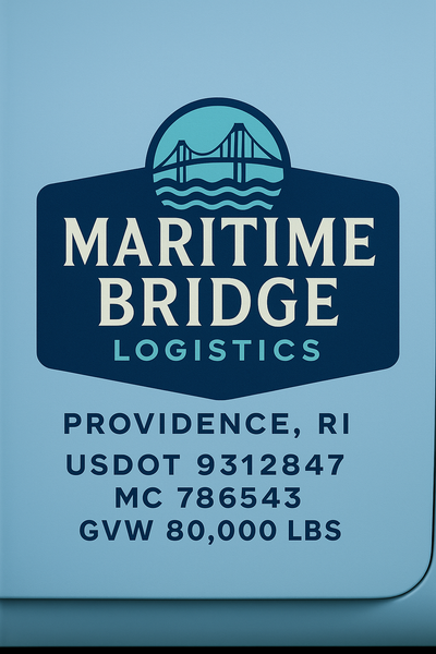 Trucking, Logistics, Transport Inspired Truck Door Lettering Decal Sticker Signs For Style & Compliance With USDOT, MC, GVW Or Any Regulation Number Lines (Set of 2)