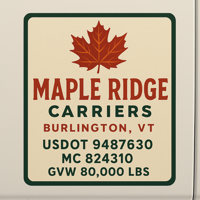 Trucking, Logistics, Transport Inspired Truck Door Lettering Decal Sticker Signs For Style & Compliance With USDOT, MC, GVW Or Any Regulation Number Lines (Set of 2)