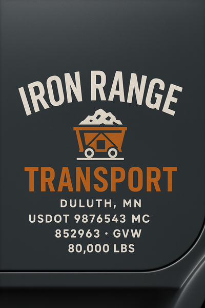 Trucking, Logistics, Transport Inspired Truck Door Lettering Decal Sticker Signs For Style & Compliance With USDOT, MC, GVW Or Any Regulation Number Lines (Set of 2)