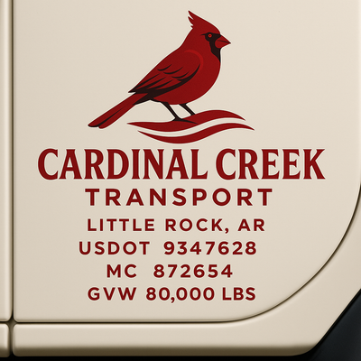 Trucking, Logistics, Transport Inspired Truck Door Lettering Decal Sticker Signs For Style & Compliance With USDOT, MC, GVW Or Any Regulation Number Lines (Set of 2)