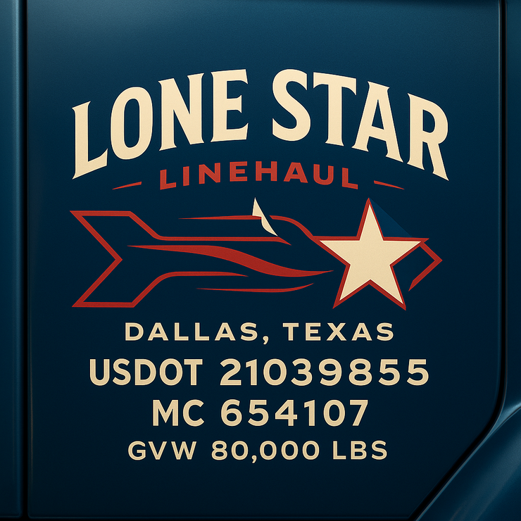 Trucking, Logistics, Transport Inspired Truck Door Lettering Decal Sticker Signs For Style & Compliance With USDOT, MC, GVW Or Any Regulation Number Lines (Set of 2)