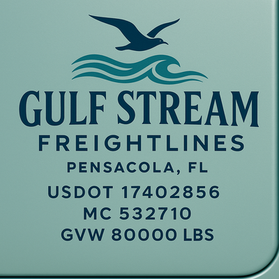 Trucking, Logistics, Transport Inspired Truck Door Lettering Decal Sticker Signs For Style & Compliance With USDOT, MC, GVW Or Any Regulation Number Lines (Set of 2)