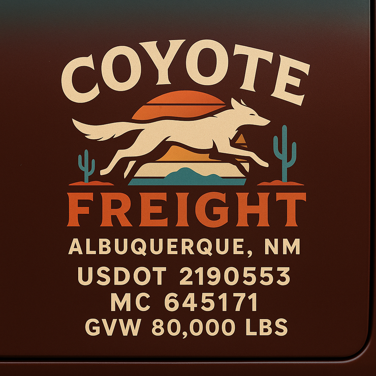 Trucking, Logistics, Transport Inspired Truck Door Lettering Decal Sticker Signs For Style & Compliance With USDOT, MC, GVW Or Any Regulation Number Lines (Set of 2)
