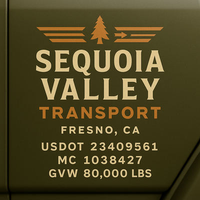 Trucking, Logistics, Transport Inspired Truck Door Lettering Decal Sticker Signs For Style & Compliance With USDOT, MC, GVW Or Any Regulation Number Lines (Set of 2)