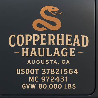 Trucking, Logistics, Transport Inspired Truck Door Lettering Decal Sticker Signs For Style & Compliance With USDOT, MC, GVW Or Any Regulation Number Lines (Set of 2)
