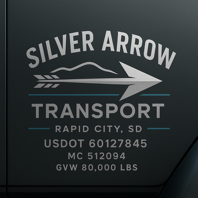 Trucking, Logistics, Transport Inspired Truck Door Lettering Decal Sticker Signs For Style & Compliance With USDOT, MC, GVW Or Any Regulation Number Lines (Set of 2)