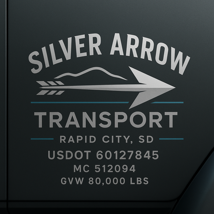 Trucking, Logistics, Transport Inspired Truck Door Lettering Decal Sticker Signs For Style & Compliance With USDOT, MC, GVW Or Any Regulation Number Lines (Set of 2)