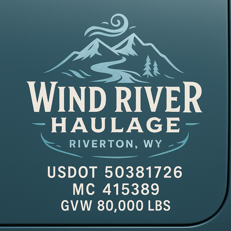 Trucking, Logistics, Transport Inspired Truck Door Lettering Decal Sticker Signs For Style & Compliance With USDOT, MC, GVW Or Any Regulation Number Lines (Set of 2)