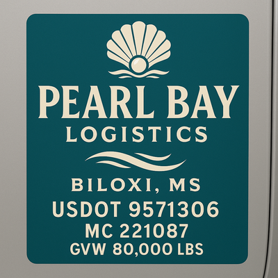 Trucking, Logistics, Transport Inspired Truck Door Lettering Decal Sticker Signs For Style & Compliance With USDOT, MC, GVW Or Any Regulation Number Lines (Set of 2)
