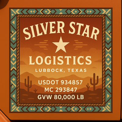 Trucking, Logistics, Transport Inspired Truck Door Lettering Decal Sticker Signs For Style & Compliance With USDOT, MC, GVW Or Any Regulation Number Lines (Set of 2)