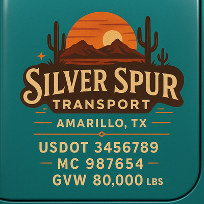 Trucking, Logistics, Transport Inspired Truck Door Lettering Decal Sticker Signs For Style & Compliance With USDOT, MC, GVW Or Any Regulation Number Lines (Set of 2)