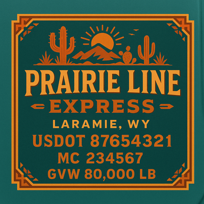 Trucking, Logistics, Transport Inspired Truck Door Lettering Decal Sticker Signs For Style & Compliance With USDOT, MC, GVW Or Any Regulation Number Lines (Set of 2)