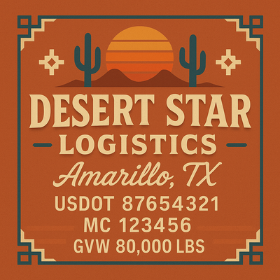 Trucking, Logistics, Transport Inspired Truck Door Lettering Decal Sticker Signs For Style & Compliance With USDOT, MC, GVW Or Any Regulation Number Lines (Set of 2)