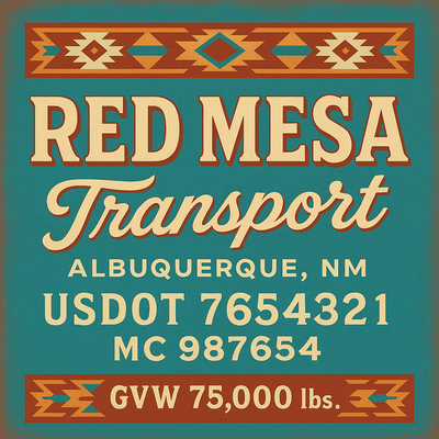 Trucking, Logistics, Transport Inspired Truck Door Lettering Decal Sticker Signs For Style & Compliance With USDOT, MC, GVW Or Any Regulation Number Lines (Set of 2)