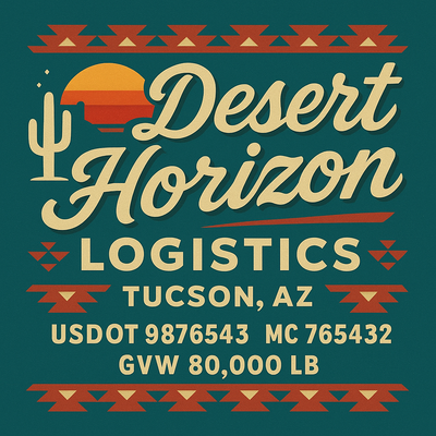 Trucking, Logistics, Transport Inspired Truck Door Lettering Decal Sticker Signs For Style & Compliance With USDOT, MC, GVW Or Any Regulation Number Lines (Set of 2)