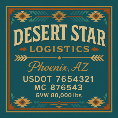 Trucking, Logistics, Transport Inspired Truck Door Lettering Decal Sticker Signs For Style & Compliance With USDOT, MC, GVW Or Any Regulation Number Lines (Set of 2)