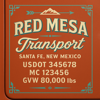 Trucking, Logistics, Transport Inspired Truck Door Lettering Decal Sticker Signs For Style & Compliance With USDOT, MC, GVW Or Any Regulation Number Lines (Set of 2)