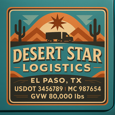Trucking, Logistics, Transport Inspired Truck Door Lettering Decal Sticker Signs For Style & Compliance With USDOT, MC, GVW Or Any Regulation Number Lines (Set of 2)