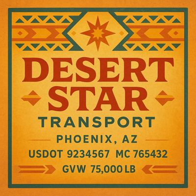 Trucking, Logistics, Transport Inspired Truck Door Lettering Decal Sticker Signs For Style & Compliance With USDOT, MC, GVW Or Any Regulation Number Lines (Set of 2)