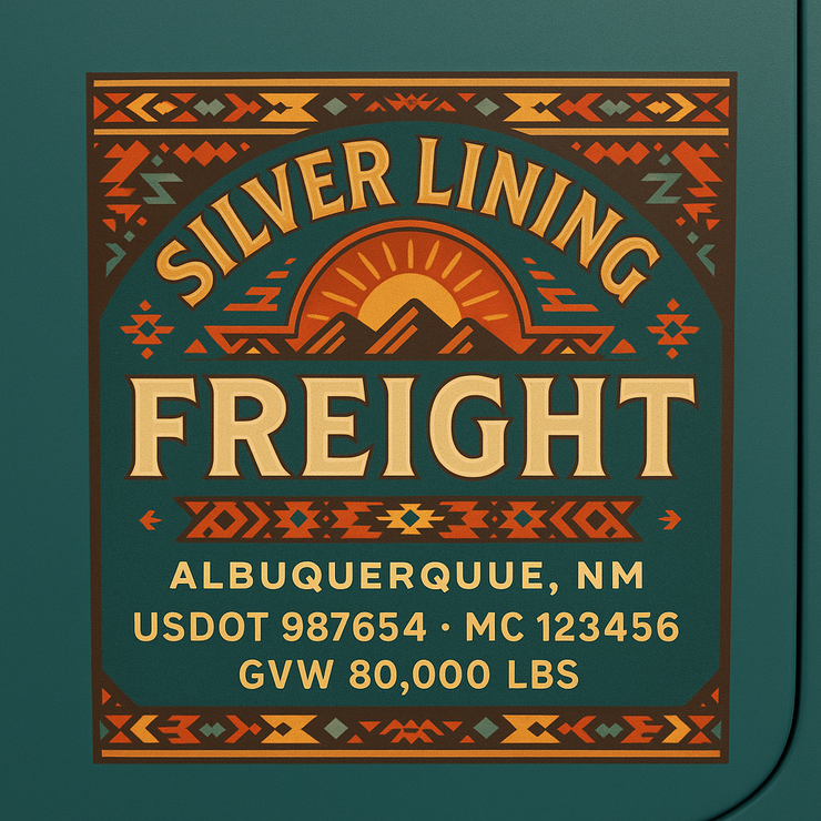 Trucking, Logistics, Transport Inspired Truck Door Lettering Decal Sticker Signs For Style & Compliance With USDOT, MC, GVW Or Any Regulation Number Lines (Set of 2)