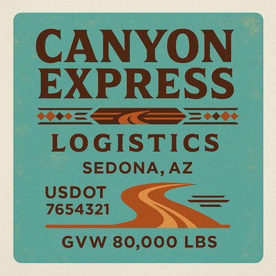 Trucking, Logistics, Transport Inspired Truck Door Lettering Decal Sticker Signs For Style & Compliance With USDOT, MC, GVW Or Any Regulation Number Lines (Set of 2)