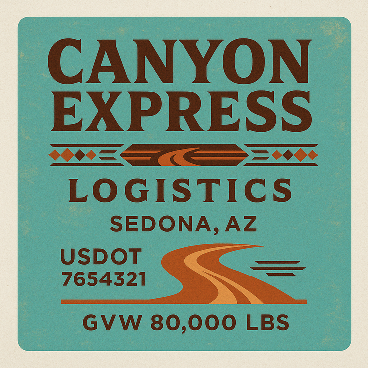 Trucking, Logistics, Transport Inspired Truck Door Lettering Decal Sticker Signs For Style & Compliance With USDOT, MC, GVW Or Any Regulation Number Lines (Set of 2)