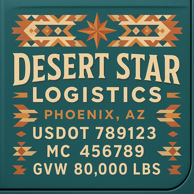 Trucking, Logistics, Transport Inspired Truck Door Lettering Decal Sticker Signs For Style & Compliance With USDOT, MC, GVW Or Any Regulation Number Lines (Set of 2)