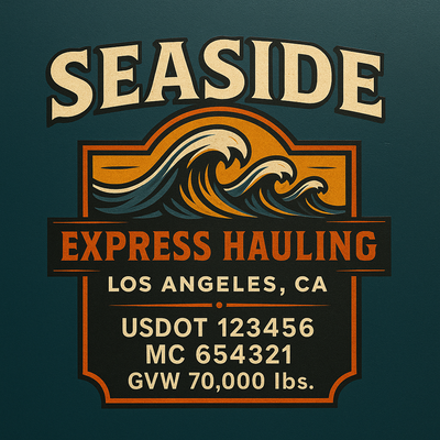 Trucking, Logistics, Transport Inspired Truck Door Lettering Decal Sticker Signs For Style & Compliance With USDOT, MC, GVW Or Any Regulation Number Lines (Set of 2)