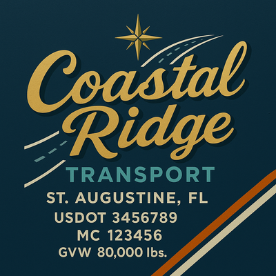 Trucking, Logistics, Transport Inspired Truck Door Lettering Decal Sticker Signs For Style & Compliance With USDOT, MC, GVW Or Any Regulation Number Lines (Set of 2)