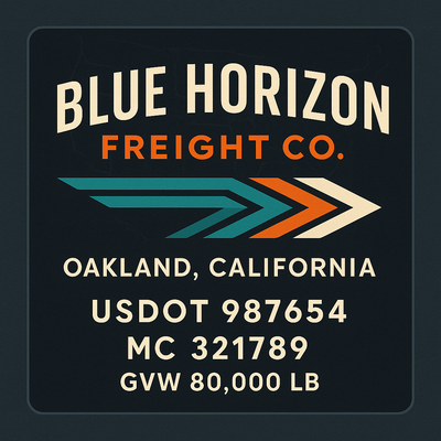 Trucking, Logistics, Transport Inspired Truck Door Lettering Decal Sticker Signs For Style & Compliance With USDOT, MC, GVW Or Any Regulation Number Lines (Set of 2)