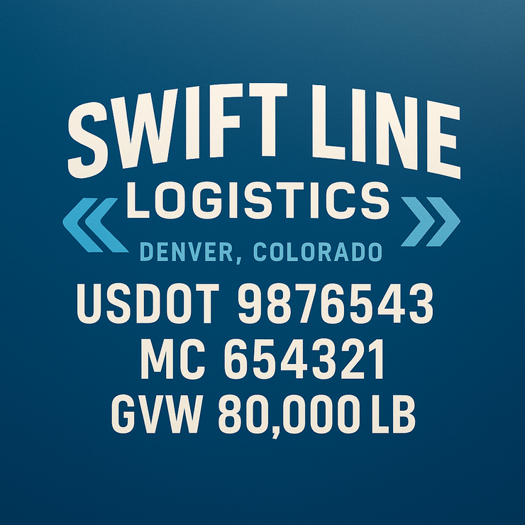 Trucking, Logistics, Transport Inspired Truck Door Lettering Decal Sticker Signs For Style & Compliance With USDOT, MC, GVW Or Any Regulation Number Lines (Set of 2)
