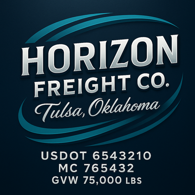 Trucking, Logistics, Transport Inspired Truck Door Lettering Decal Sticker Signs For Style & Compliance With USDOT, MC, GVW Or Any Regulation Number Lines (Set of 2)
