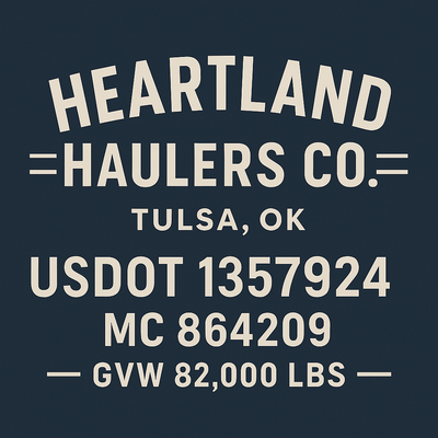 Trucking, Logistics, Transport Inspired Truck Door Lettering Decal Sticker Signs For Style & Compliance With USDOT, MC, GVW Or Any Regulation Number Lines (Set of 2)