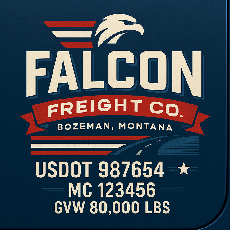Trucking, Logistics, Transport Inspired Truck Door Lettering Decal Sticker Signs For Style & Compliance With USDOT, MC, GVW Or Any Regulation Number Lines (Set of 2)