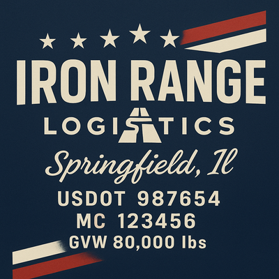 Trucking, Logistics, Transport Inspired Truck Door Lettering Decal Sticker Signs For Style & Compliance With USDOT, MC, GVW Or Any Regulation Number Lines (Set of 2)